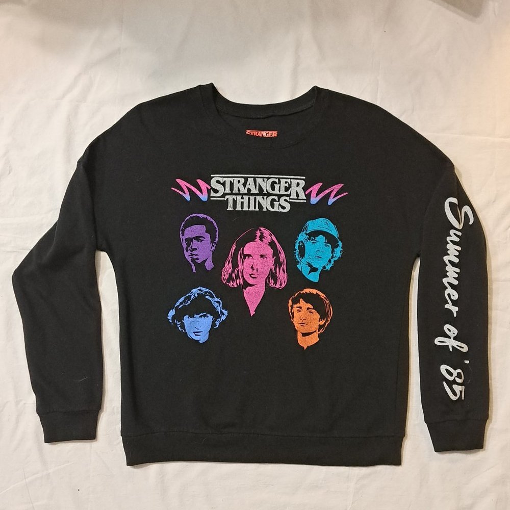 Stranger Things French Terry Sweatshirt Black Brand New! (XL) Millie Bobby Brown